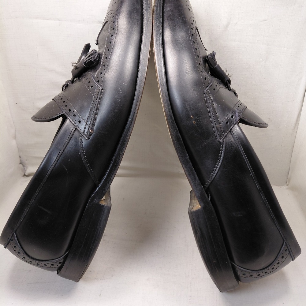 Allen Edmonds Chambray Mens 11 B Black Leather Tassel Wingtip Loafers 6204 - Picture 12 of 15